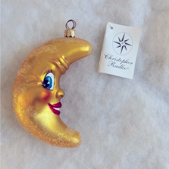 EUC Vintage Cristopher Radko “Moon Beam Golden Crescent” Ornament (RARE) - Picture 1 of 7